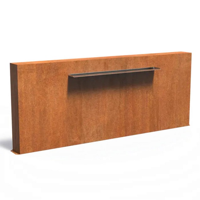 CorTen vrijstaande vijvermuur (LxBxH) 300x25x120 cm. (2 mm.) ~