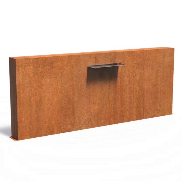CorTen vrijstaande vijvermuur (LxBxH) 300x25x120 cm. (2 mm.) ~