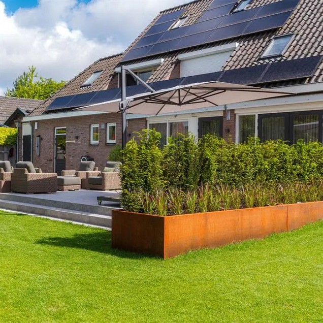 CorTen keerwand 50 cm. buitenhoek 100 cm. (3 mm.) ~