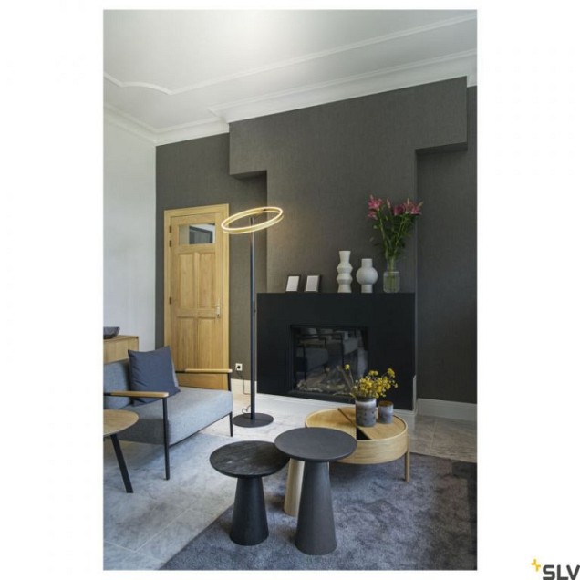 ONE STRAIGHT FL zwart/messing 1xLED 2700/3000K ~