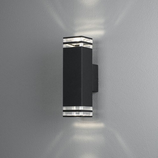 Pollux 230V wandarmatuur twinspot flush 27.5cm double strip, GU10, max 2x 7W ~