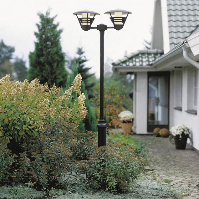 Gemini 230V staand armatuur 2-lichts 33cm excl paal, E27 max 2x 100W ~