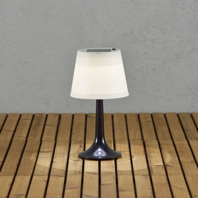 Assisi PowerLED Solar tafellamp, zwart/opaal, 36cm, 1x 0.5W, schemerschakelaar, op batterij ~