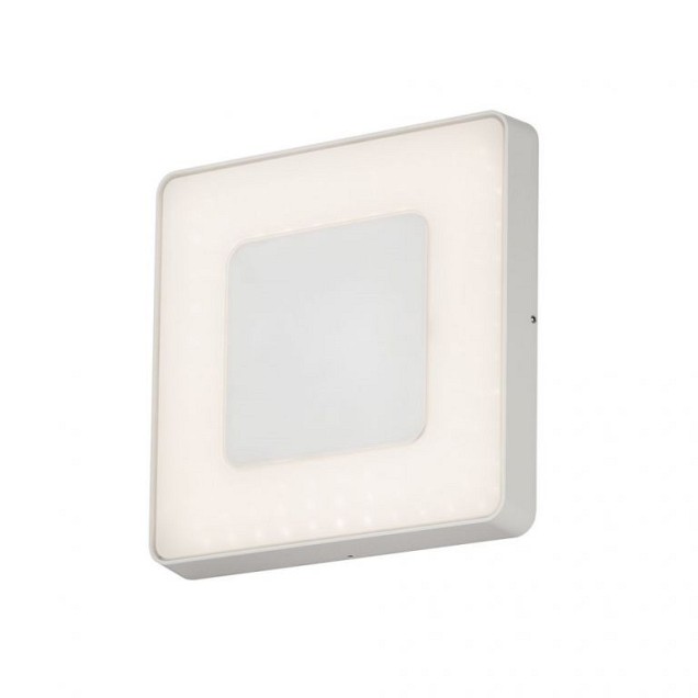 Carrara PowerLED 230V wandarmatuur flush square 27cm remote control, vand.bestendig glas,1x 25W ~