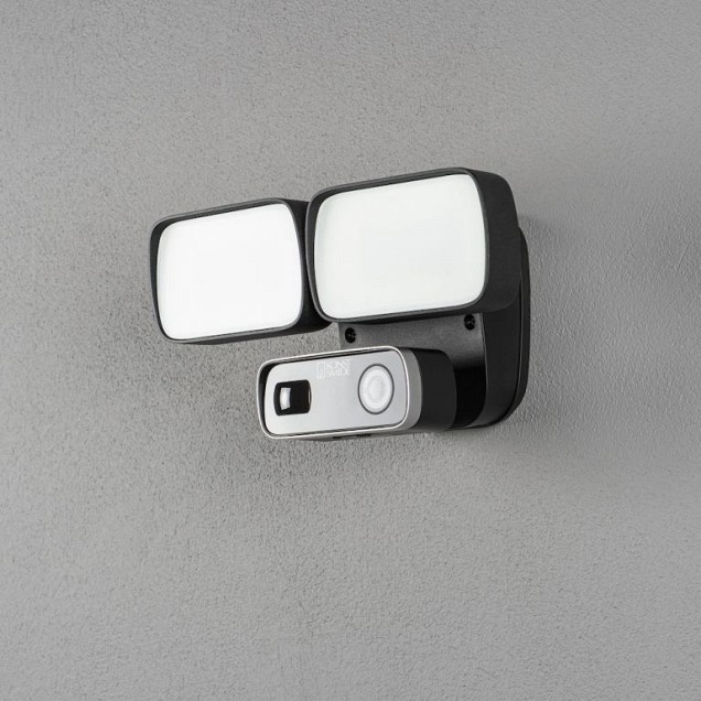 PowerLED App controlled Smartlight Twin Floodlight camera 230V/2x 12W/5000K 28.3x13cm met instelbare stralingshoek en bewegingsmelder ~