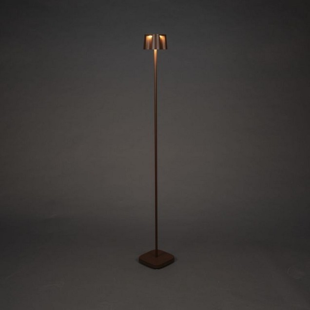 Nice LED IP54 draadloze USB oplaadbare staande lamp matwit 17x120cm bxh, USB dockingstation, 1.5m laadsnoer, touch switch, traploze dimmer 5-100%, 3 lichtstanden (ambiance/functional/combi), 2700K of 3000K (extra) warmwit, 2x Lithium batterij 2200mA, 9u/1