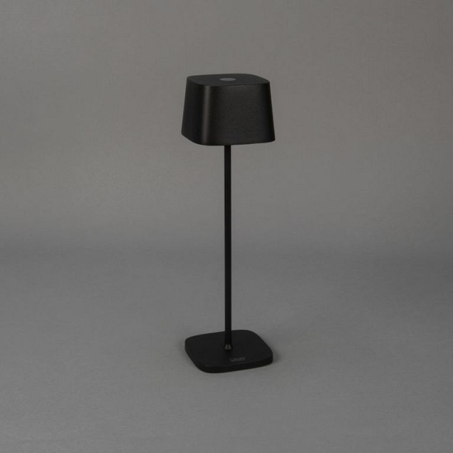 Capri draadloze USB oplaadbare LED lounge/tafellamp vierkant 37cm, IP54, docking station, USB laadkabel, touch dimmer en switch, 2700K of 3000K, 10 LED (extra)warmwit, Lithium batterij, laadtijd 6u, 9u licht op 100%, 20u op 50% ~