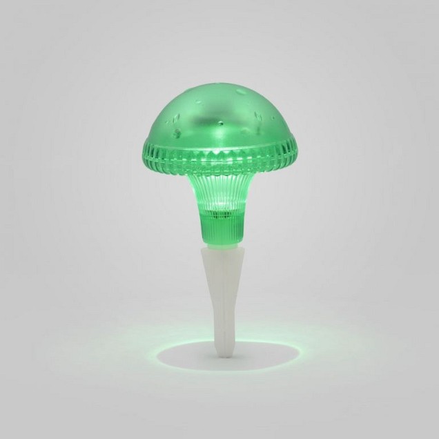 Assisi LED Solar paddestoel op tuinspies 27.5cm, groen, 1x 0.06W, schemerschakelaar, op batterij ~