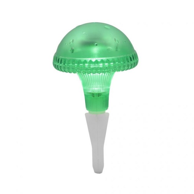Assisi LED Solar paddestoel op tuinspies 27.5cm, groen, 1x 0.06W, schemerschakelaar, op batterij ~