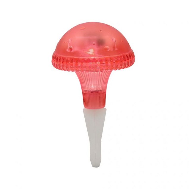 Assisi LED Solar paddestoel op tuinspies 27.5cm, rood, 1x 0.06W, schemerschakelaar, op batterij ~