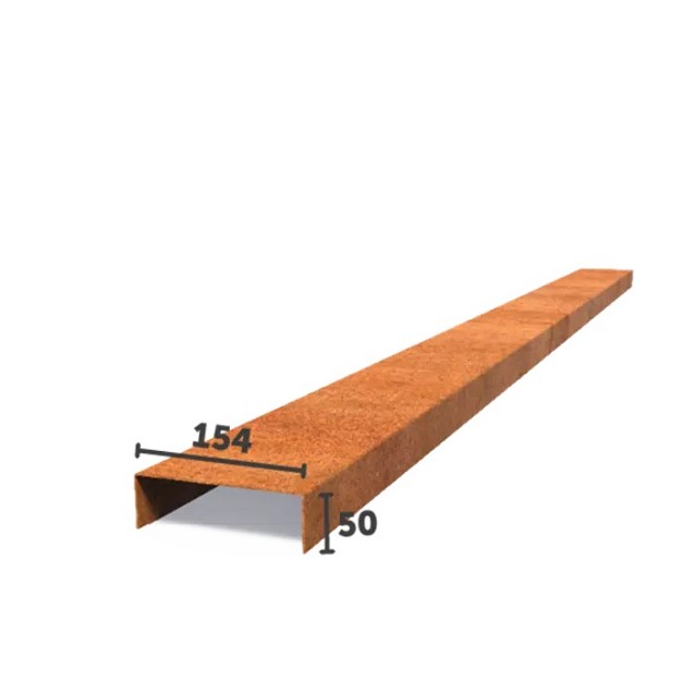 Corten overzetprofiel gelijkzijdig 230x5x15,4 cm. (2 mm.) ~