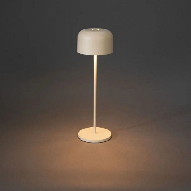 Lille draadloze USB oplaadbare LED lounge/tafellamp rond 11x38cm, IP54, docking station, USB laadkabel, touch dimmer en switch, 2200K/2700K, 10 LED (extra)warmwit, Lithium batterij, laadtijd 6u, 9u licht op 100%, 20u op 50% ~