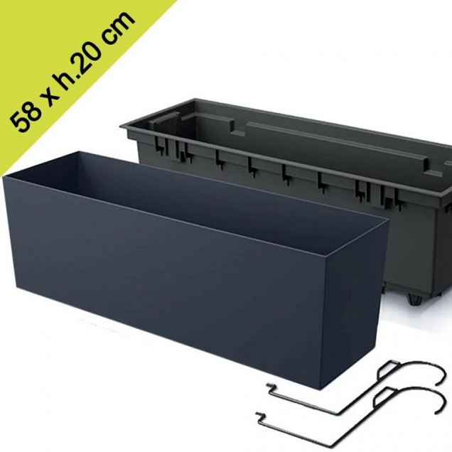 Urbi Case plantbak 58 x h.20 cm antra + haken ~
