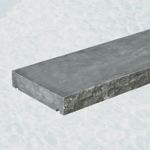 Spotted Blue 100x25x4cm Vijverrand - 2 breukruwe zijdes + waterkering ~