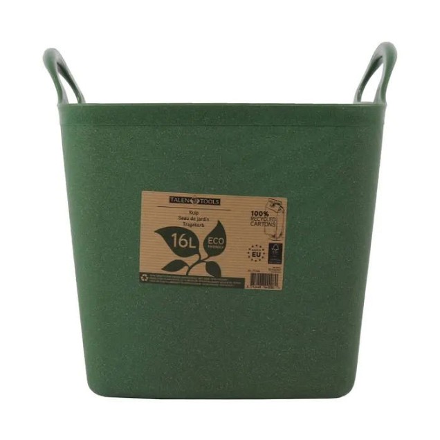 Flexibele kuip postconsumer recycled vierkant 16 liter groen ~