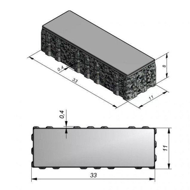 Flex Fusion Carbon Intense 33x11x8 cm. 4 mm. nok 1/1 facet ~
