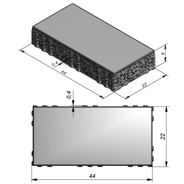 Flex Fusion Carbon Intense 44x22x8 cm. 4 mm. nok 1/1 facet ~