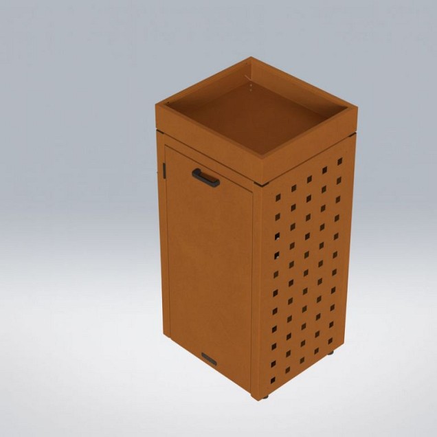 Kliko ombouw 120 ltr - 1 stuk CorTen met tuinbak ~
