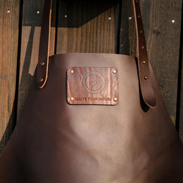 Cooking leather apron leer Ø60x80 cm. ~