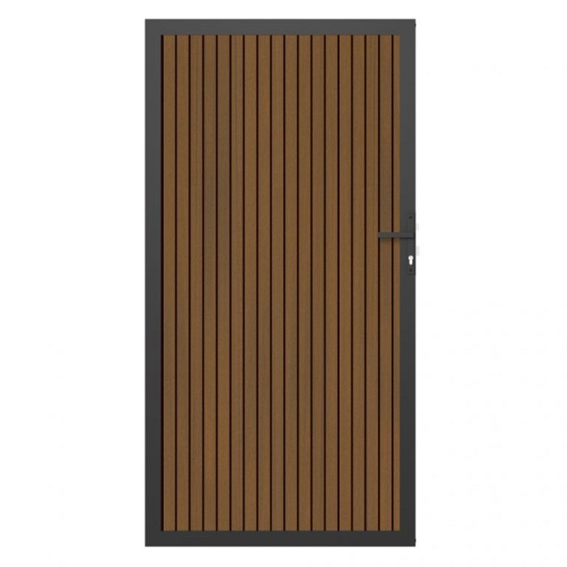 NTW deur met alu frame verticaal Triple Teak/zwart 100x195 cm. ~