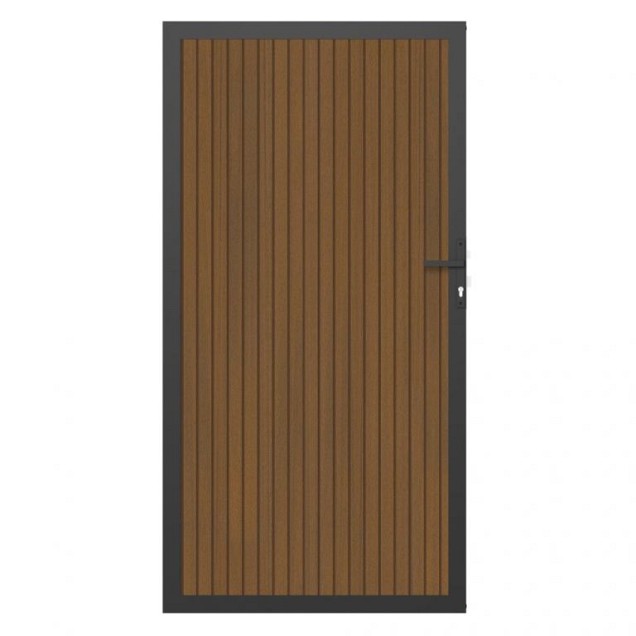 NTW deur met alu frame verticaal Triple Teak 100x195 cm. ~