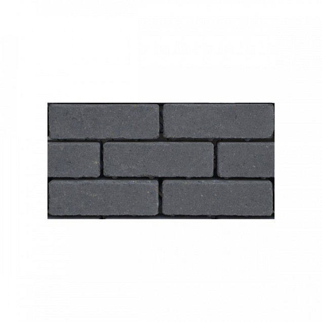 Klinker in-Line getrommeld waalformaat 20x6.5x8 cm Zwart waterpasserend ~