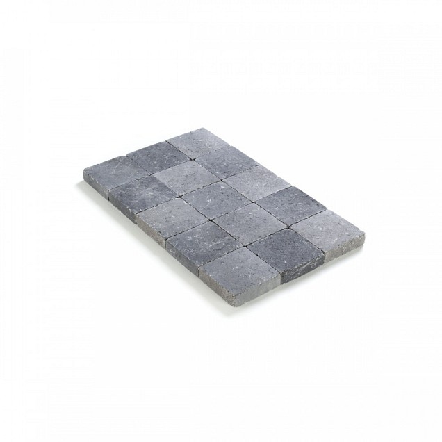 Kassei getrommeld 15x15x4 Grijs-Zwart ~