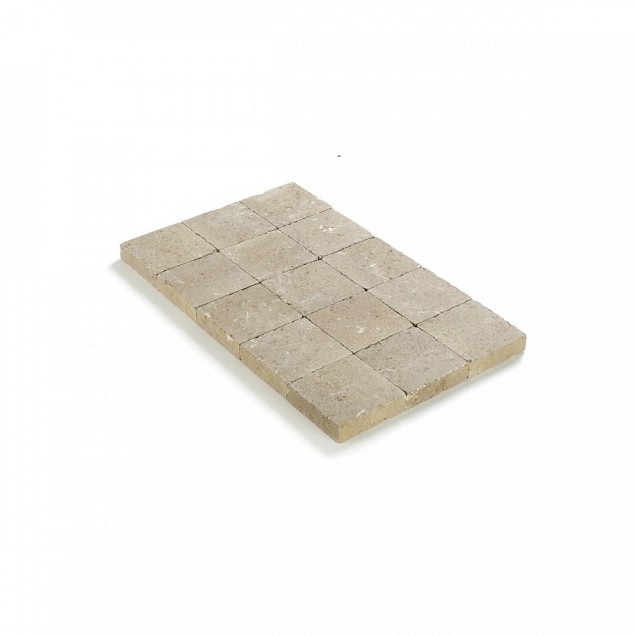 Kassei getrommeld 15x15x4 Zandgeel ~