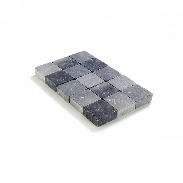 Kassei getrommeld 15x15x6 Grijs-Zwart ~