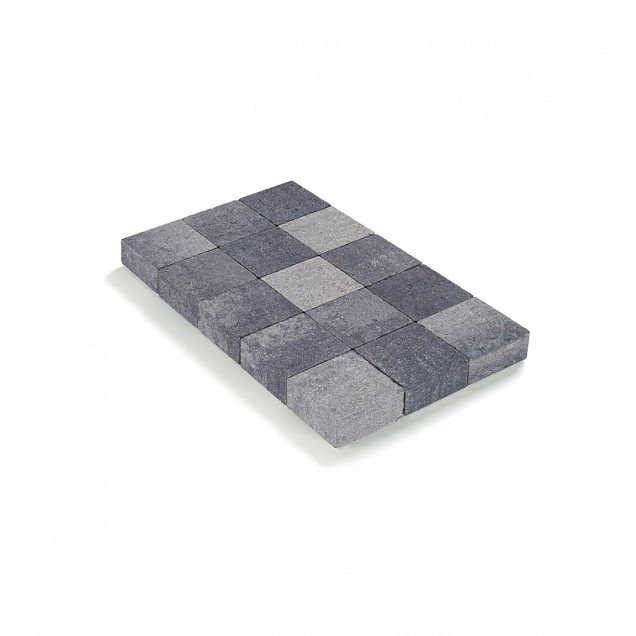 Kassei in-Line getrommeld 15x15x6 Grijs-Zwart ~