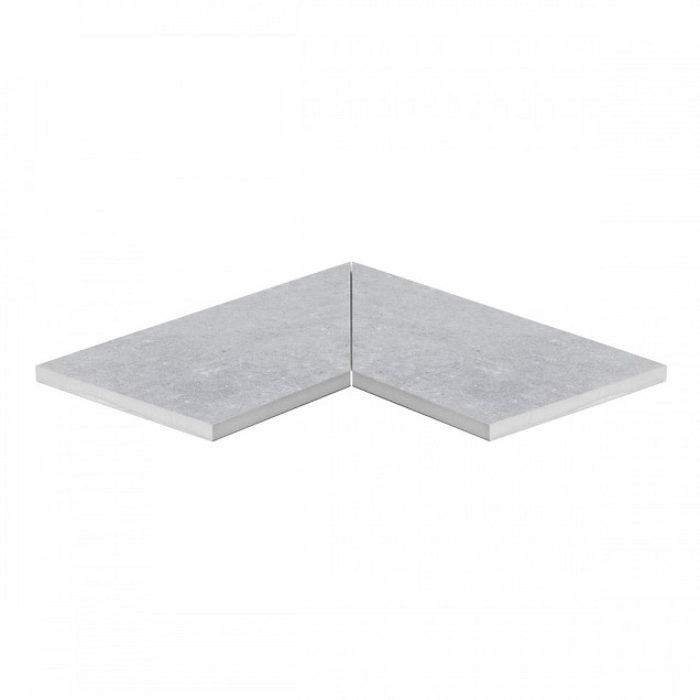 Keramiek 20 mm binnenhoek uit 2 stukken 60x30 cm rechte zijde met 2 vellingkanten ~