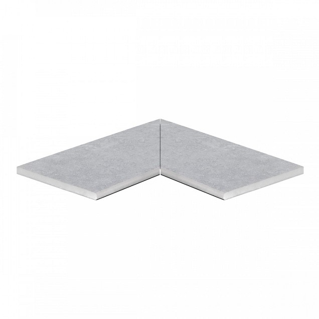 Keramiek 20 mm binnenhoek uit 2 stukken 60x30 cm 180° cm opgerond ~