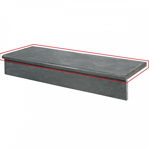 Spotted Bluestone Gezoet 100x35x3 cm. Trapoptrede met afgeronde neus ~