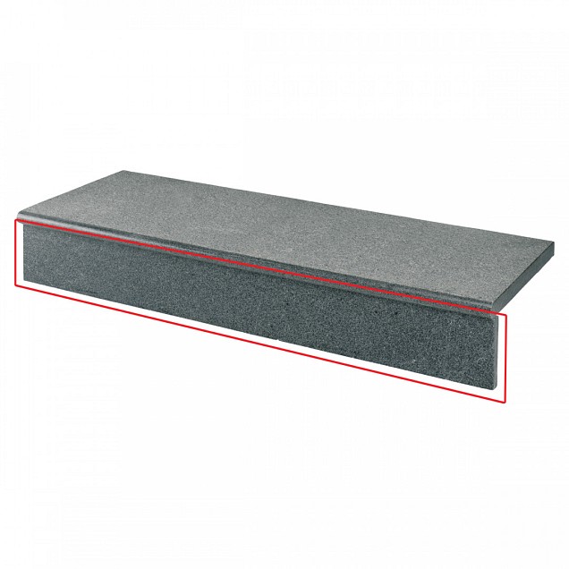 Donker grijs graniet G654 traptrede stootbord gezoet 100x12x2 cm. ~
