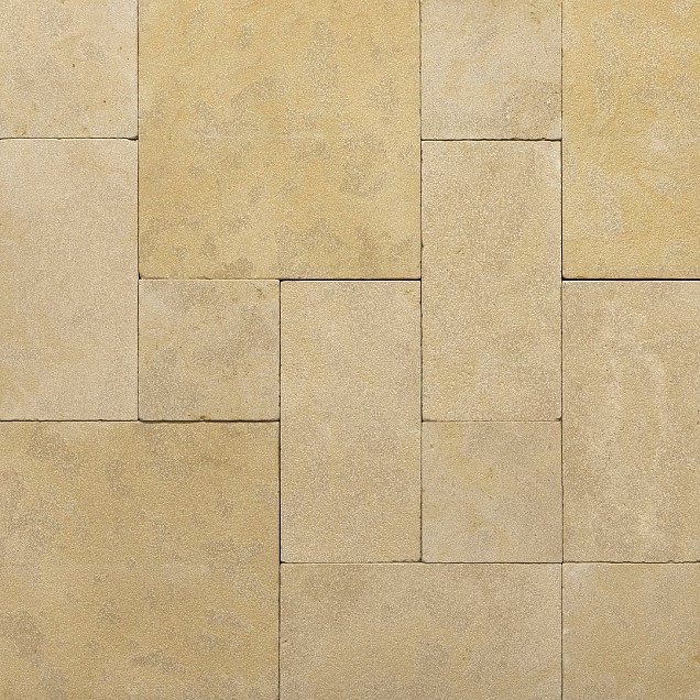 Duna beige - gezandstraald-gevibreerd Opus Romaans verband 3 cm dik ~