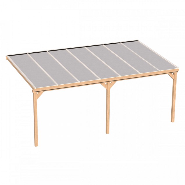 Pext Veranda Douglas - 3140x5000 muuraanbouw - staanders 18x18 cm - zwart - polycarbonaat opaal ~