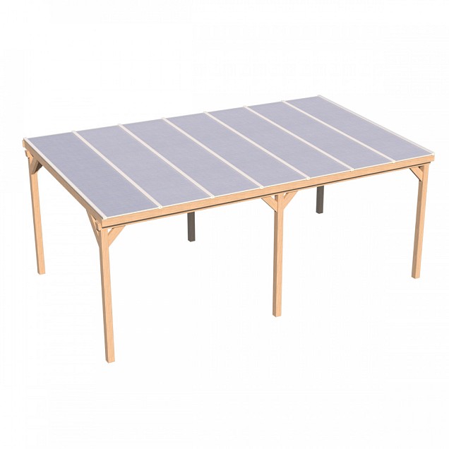 Pext Veranda Douglas - 6200x5000 vrijstaand - staanders 18x18 cm - zwart - polycarbonaat helder ~