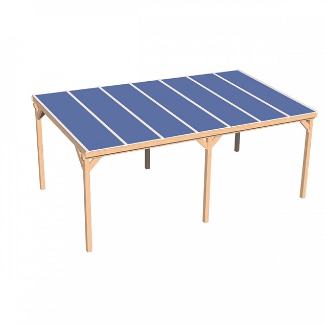 Pext Veranda Douglas - 4980x2500 vrijstaand - staanders 14x14 cm - wit - gelaagd glas ~