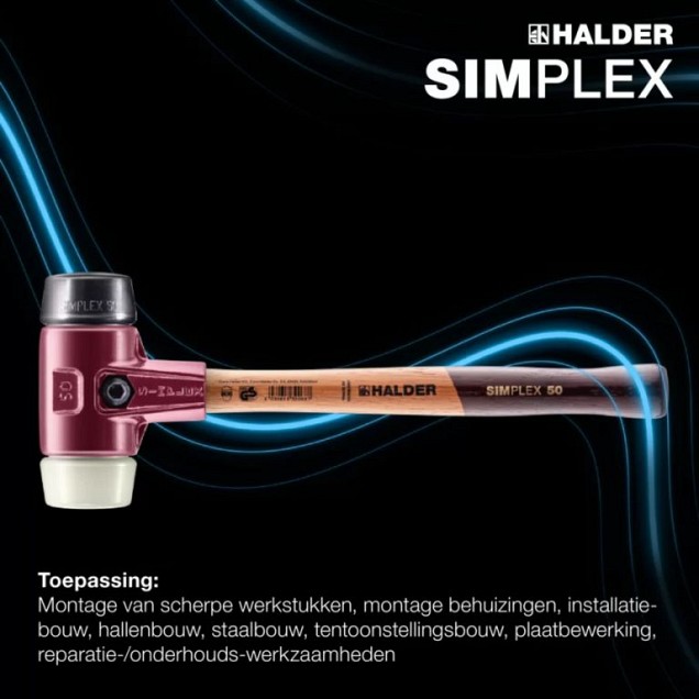 Halder Simplex hamer rubber composiet / nylon compleet 30 mm. ~