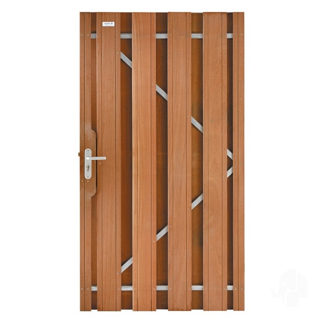 Bangkirai tuindeur recht met stalen frame 52x1000x1800mm V-groef / incl. beslag bc ~