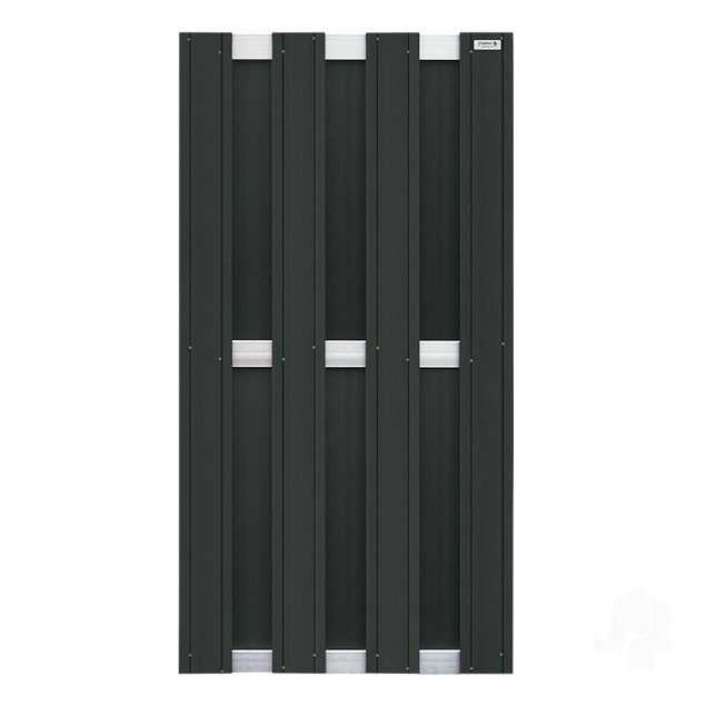 WPC-antraciet FSC tuinscherm "Design" recht 7L 13mm met alu liggers 39x900x1800mm bc ~
