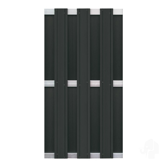 WPC-antraciet FSC tuinscherm "Design" recht 7L 13mm met alu liggers 39x900x1800mm bc ~