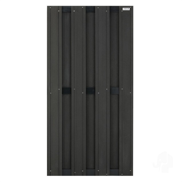 WPC-antraciet FSC tuinscherm "Design" recht 7L 13mm met alu-antra liggers 39x900x1800mm bc ~