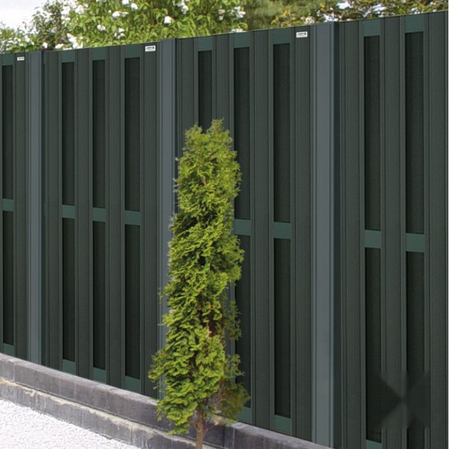 WPC-antraciet FSC tuinscherm "Design" recht 7L 13mm met alu-antra liggers 39x900x1800mm bc ~
