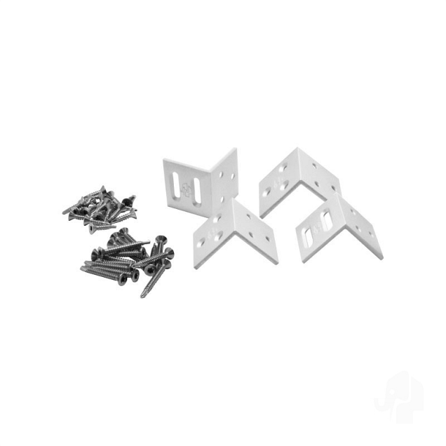 Aluminium beslagset hoek (tbv tuinhekken) 4 stuks in blisterverpakking bc ~