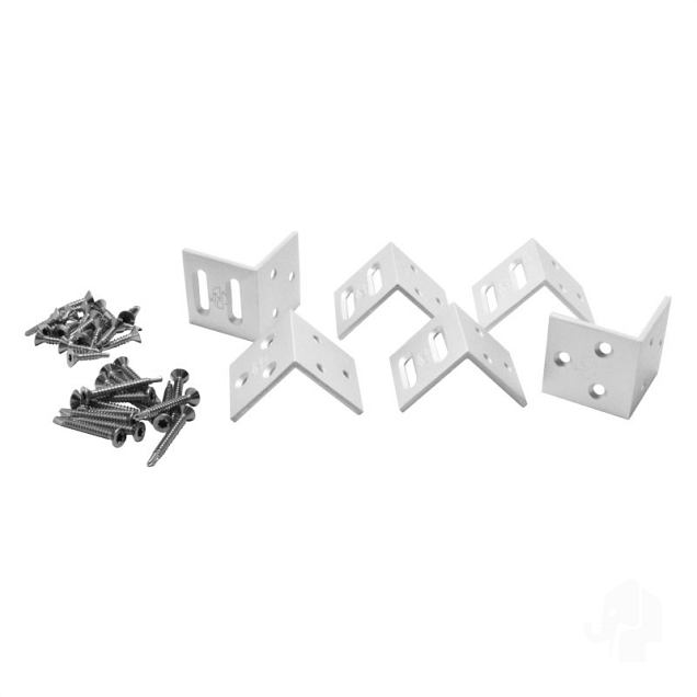 Aluminium beslagset hoek (tbv tuinschermen) 6 stuks in blisterverpakking bc ~