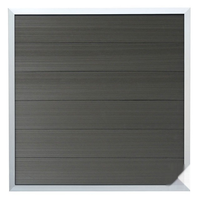 Wpc-Antraciet Fsc Tuinscherm Forte Recht 40X1800X1800 mm met aluminium kader (alu kleur)~