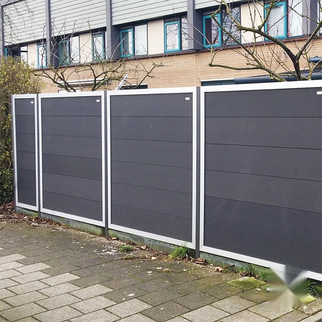 WPC-antraciet FSC tuinscherm "Forte" recht met aluminium kader 40x900x1800mm bc ~