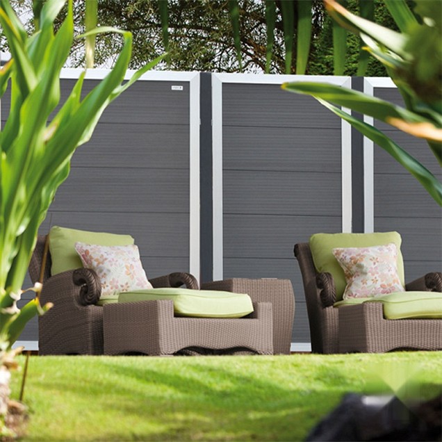 WPC-antraciet FSC tuinscherm "Forte" recht met aluminium kader 40x900x1800mm bc ~