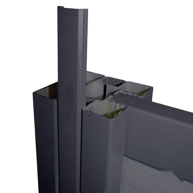 Aluminium paal "Modular" 68x68x1800mm (tbv scherm 1800 hoog) [antraciet gepoedercoat] in folie bc ~